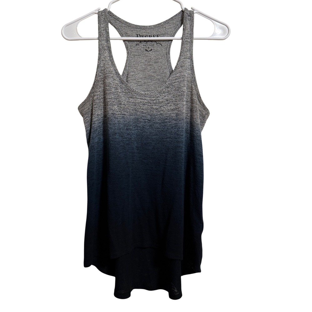 Decree Womens Grey Blue Ombre Racerback Tank Top High Low Hem Size M
